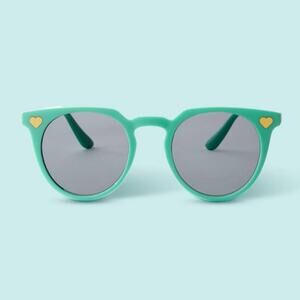 Stoney Clover Lane x Target Cat Eye Sunglasses Green w/ Gold Hearts NWT One Size